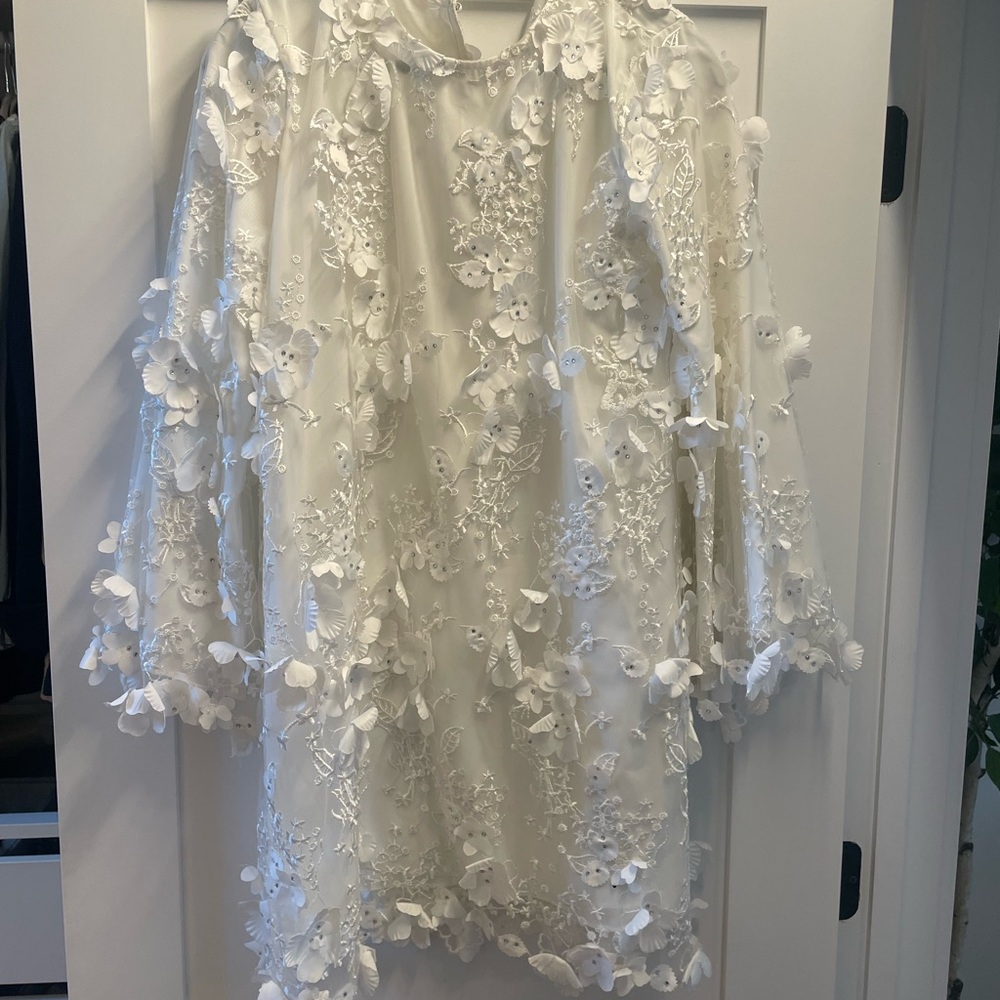 MESTIZA Elegant White Floral Dress